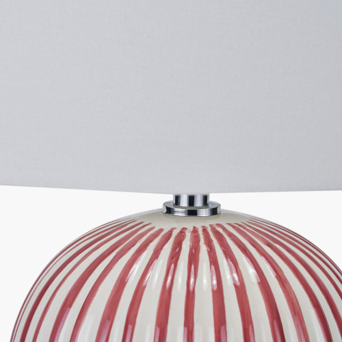 Pacific Lifestyle Cannes Mulberry And White Stripe Ceramic Table Lamp