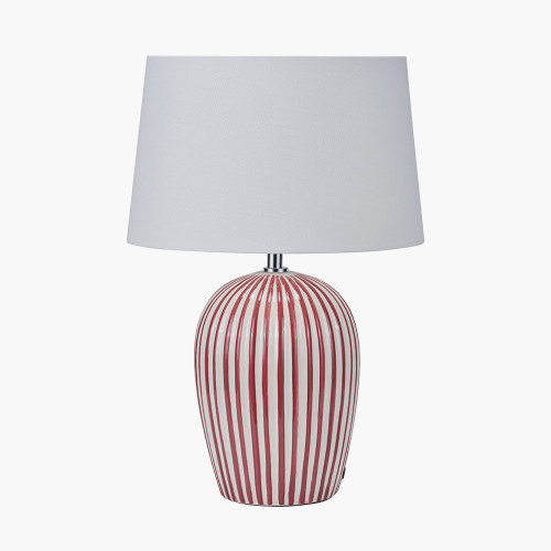 pacific lifestyle Cannes Mulberry and White Stripe Ceramic Table Lamp