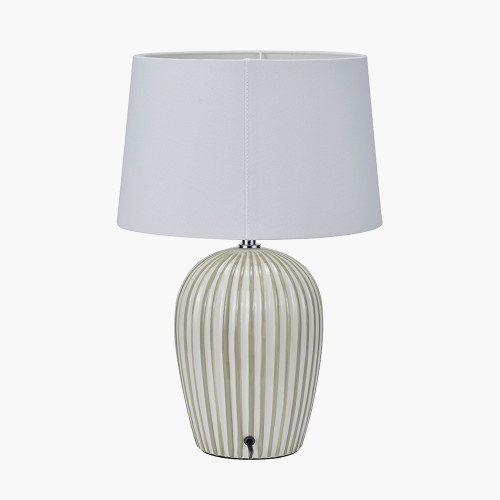 Pacific Lifestyle Cannes Sage And White Stripe Ceramic Table Lamp