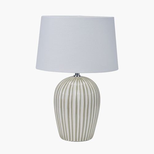 pacific lifestyle Cannes Sage and White Stripe Ceramic Table Lamp