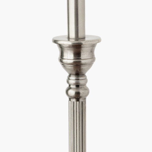 Pacific Lifestyle Canterbury Antique Silver Metal Floor Lamp Base With Henry 45cm White Handloom Cylinder Lampshade