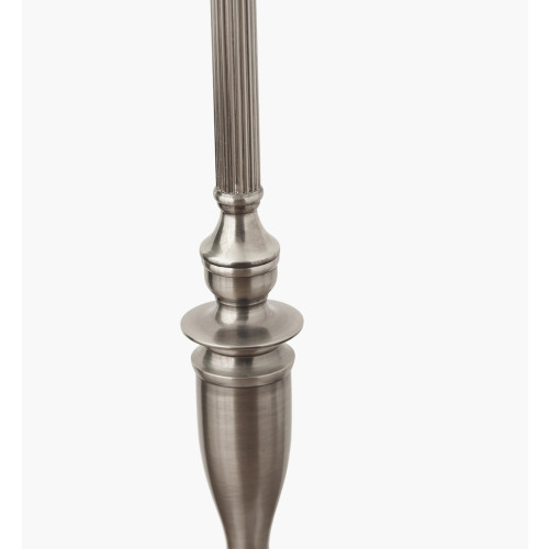 Pacific Lifestyle Canterbury Antique Silver Metal Floor Lamp Base With Henry 45cm White Handloom Cylinder Lampshade