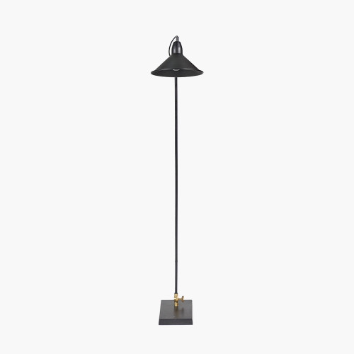 Pacific Lifestyle Canton Matt Black And Brass Metal Cone Floor Lamp