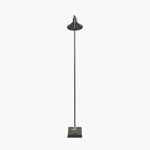 Pacific Lifestyle Canton Matt Black And Brass Metal Cone Floor Lamp