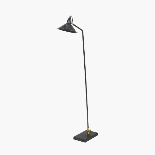pacific lifestyle Canton Matt Black and Brass Metal Cone Floor Lamp