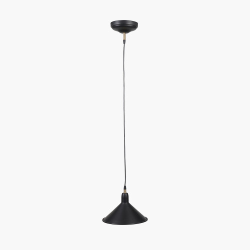 Pacific Lifestyle Canton Matt Black And Brass Metal Cone Pendant
