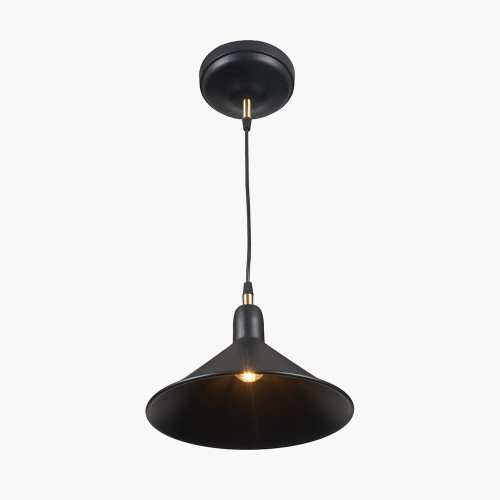 Pacific Lifestyle Canton Matt Black And Brass Metal Cone Pendant