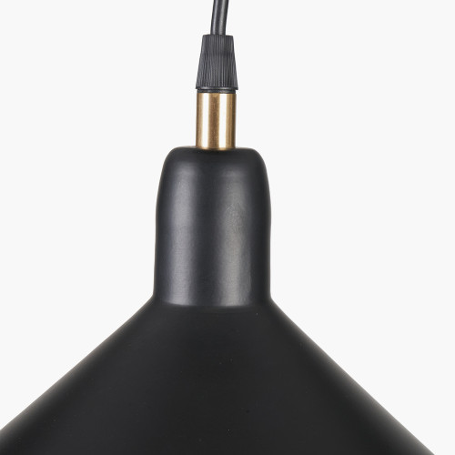 Pacific Lifestyle Canton Matt Black And Brass Metal Cone Pendant