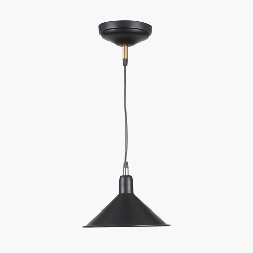 pacific lifestyle Canton Matt Black and Brass Metal Cone Pendant
