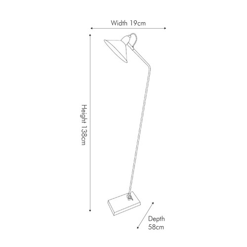 Pacific Lifestyle Canton Matt Black Metal And Glass Cone Floor Lamp