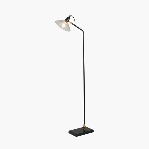 Pacific Lifestyle Canton Matt Black Metal And Glass Cone Floor Lamp