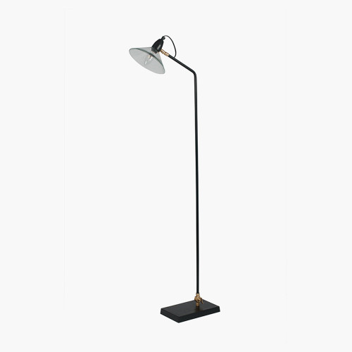 pacific lifestyle Canton Matt Black Metal and Glass Cone Floor Lamp