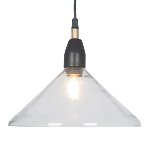 Pacific Lifestyle Canton Matt Black Metal And Glass Cone Pendant