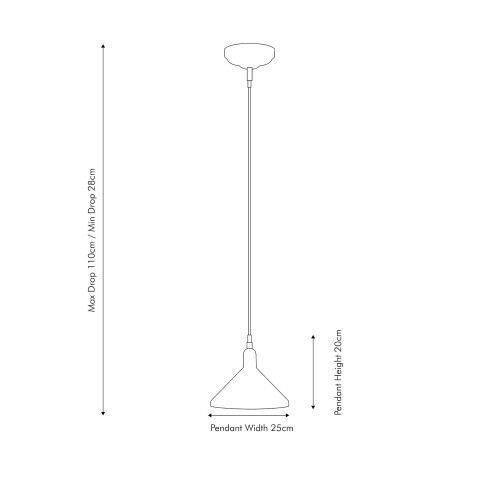 Pacific Lifestyle Canton Matt Black Metal And Glass Cone Pendant