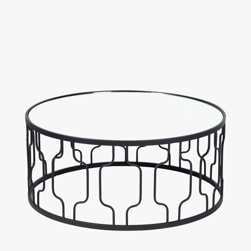 Pacific Lifestyle Caprisse Mirrored Glass And Graphite Metal Coffee Table