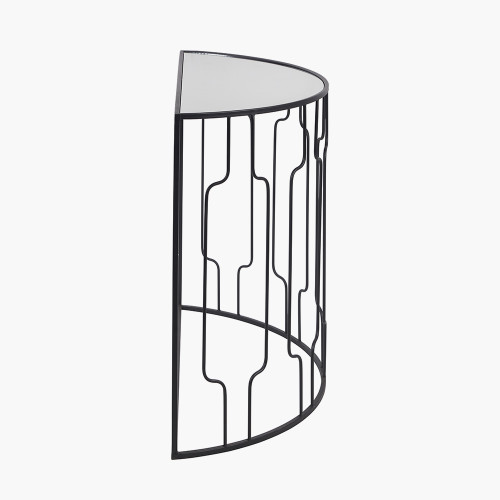Pacific Lifestyle Caprisse Mirrored Glass And Graphite Metal Half Moon Console Table