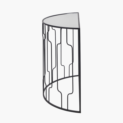 Pacific Lifestyle Caprisse Mirrored Glass And Graphite Metal Half Moon Console Table