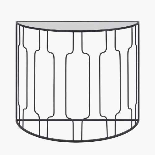 pacific lifestyle Caprisse Mirrored Glass and Graphite Metal Half Moon Console Table