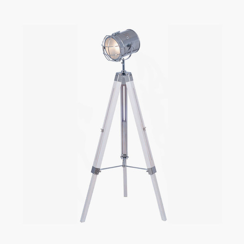 Pacific Lifestyle Capstan White Wash And Silver Metal Tripod Floor Lamp