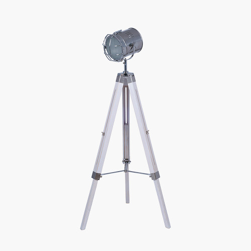 pacific lifestyle Capstan White Wash and Silver Metal Tripod Floor Lamp