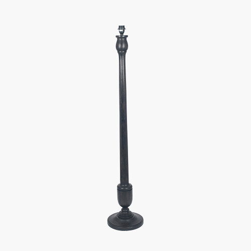 Pacific Lifestyle Captiva Antique Black Mango Wood Floor Lamp Base With Edward 45cm Natural Linen Cylinder Lampshade