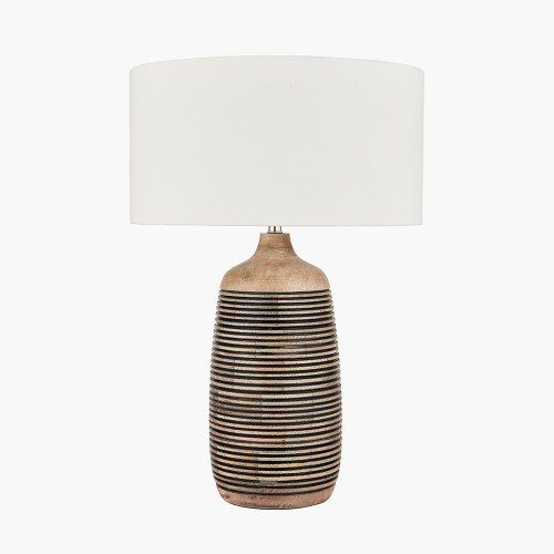 Pacific Lifestyle Caspian Natural Mango Wood Grooved Table Lamp
