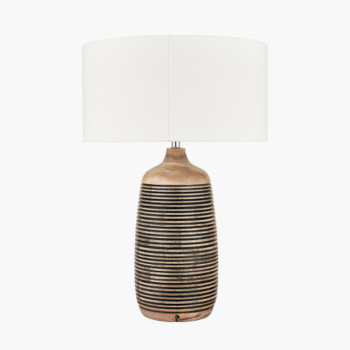 Pacific Lifestyle Caspian Natural Mango Wood Grooved Table Lamp