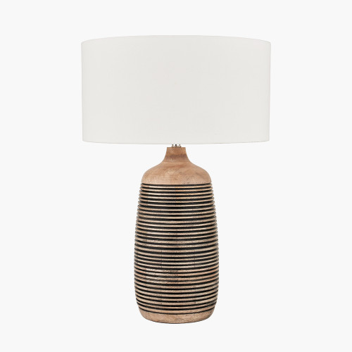 Pacific Lifestyle Caspian Natural Mango Wood Grooved Table Lamp