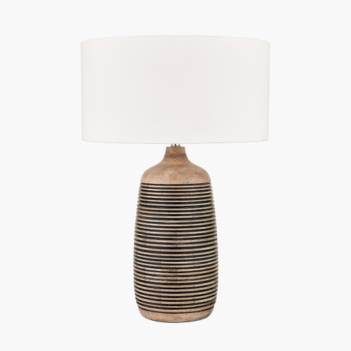 pacific lifestyle Caspian Natural Mango Wood Grooved Table Lamp