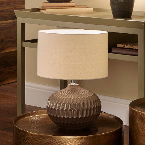 Pacific Lifestyle Cassius Bronze Textured Glazed Ceramic Table Lamp