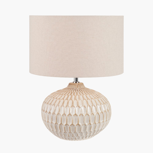 Pacific Lifestyle Cassius Warm White Textured Glazed Ceramic Table Lamp