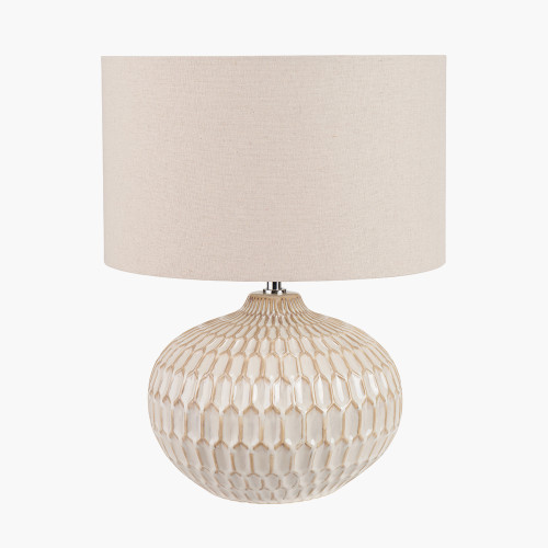 pacific lifestyle Cassius Warm White Textured Glazed Ceramic Table Lamp