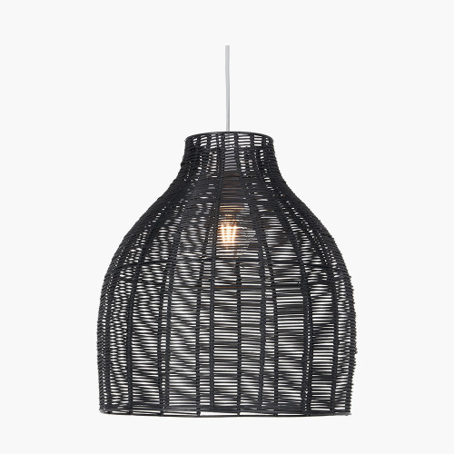 Pacific Lifestyle Caswell Black Rattan Cloche Non Elec Pendant