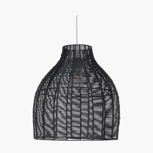 pacific lifestyle Caswell Black Rattan Cloche Non Elec Pendant
