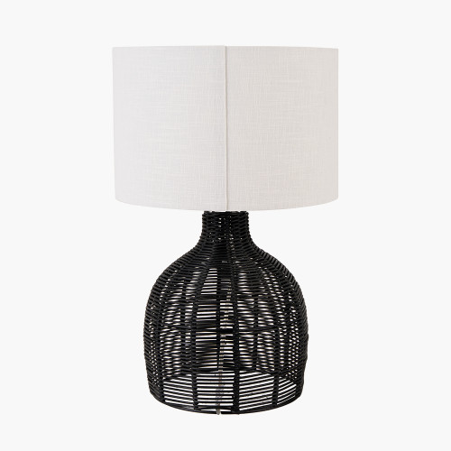 Pacific Lifestyle Caswell Black Rattan Cloche Table Lamp