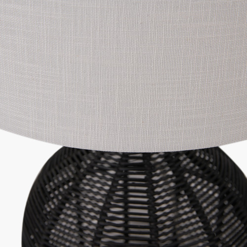 Pacific Lifestyle Caswell Black Rattan Cloche Table Lamp