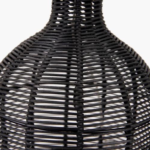 Pacific Lifestyle Caswell Black Rattan Cloche Table Lamp