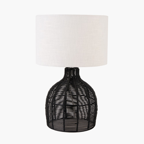 pacific lifestyle Caswell Black Rattan Cloche Table Lamp