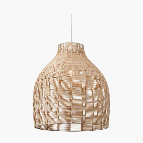 Pacific Lifestyle Caswell Natural Rattan Cloche Non Elec Pendant With Brushed Chrome Ceiling Fitting E27