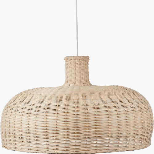 Pacific Lifestyle Caswell Natural Rattan Dome Non Elec Pendant With Brushed Chrome Ceiling Fitting E27