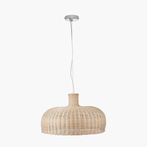 pacific lifestyle Caswell Natural Rattan Dome Non Elec Pendant with Brushed Chrome Ceiling Fitting E27