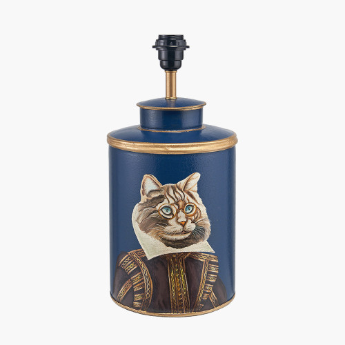 pacific lifestyle Cat Blue Hand Painted Metal Table Lamp Base