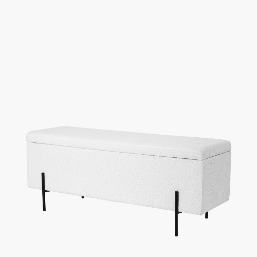 Pacific Lifestyle Catania Bouclé Fabric Storage Bench With Black Legs