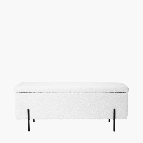 pacific lifestyle Catania Bouclé Fabric Storage Bench With Black Legs