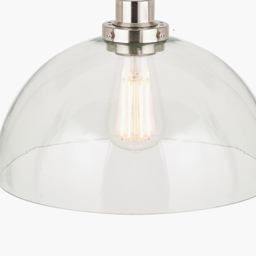 Pacific Lifestyle Cecilia Antique Silver Metal And Clear Glass Dome Pendant