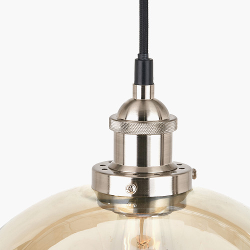 Pacific Lifestyle Cecilia Antique Silver Metal And Lustre Glass Dome Pendant