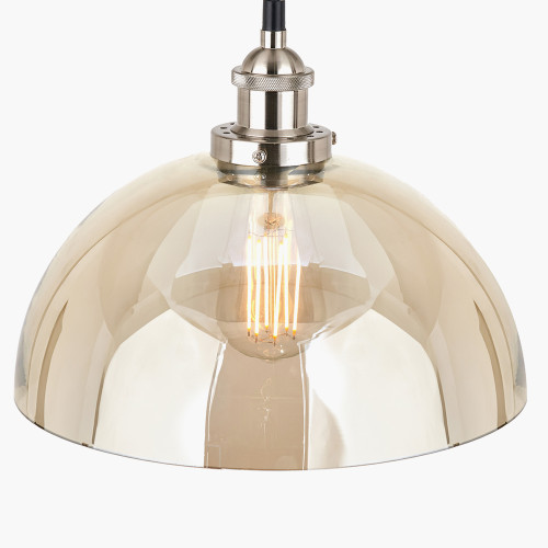 Pacific Lifestyle Cecilia Antique Silver Metal And Lustre Glass Dome Pendant