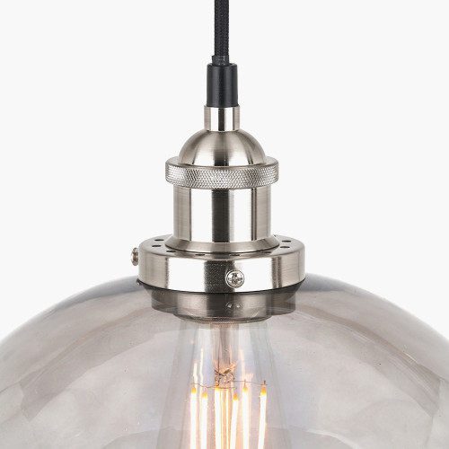 Pacific Lifestyle Cecilia Antique Silver Metal And Smoked Glass Dome Pendant