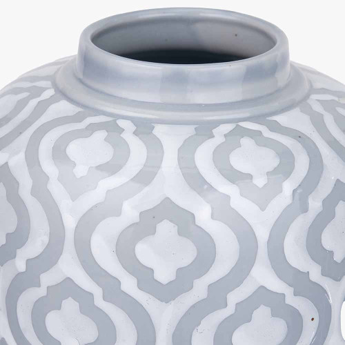 Pacific Lifestyle Celia Grey And White Ceramic Geo Pattern Lidded Ginger Jar