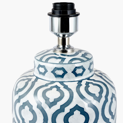 Pacific Lifestyle Celia Grey And White Pattern Ceramic Table Lamp Base